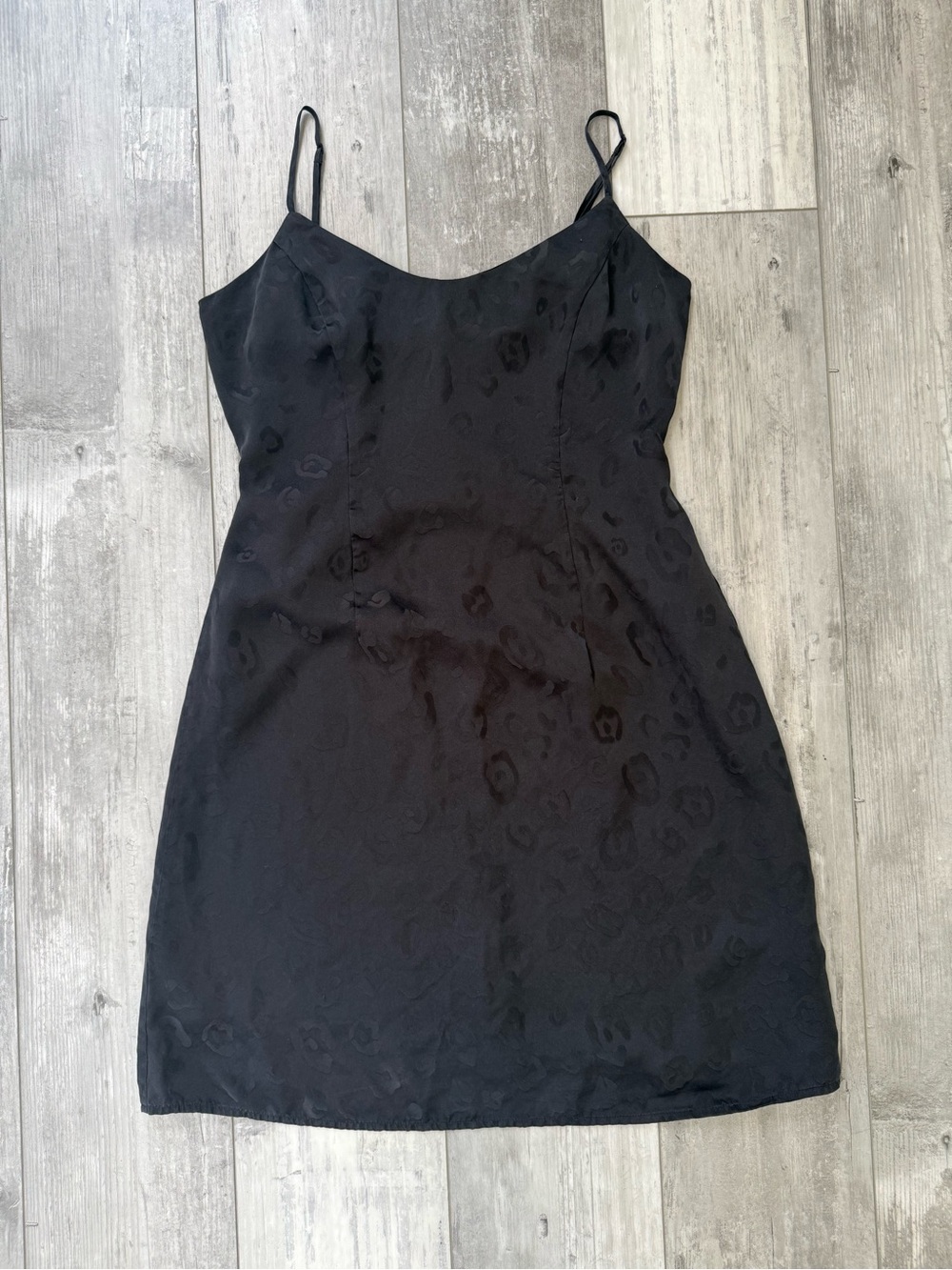 L’AGENCE Black Silk Leopard Jacquard Mini Dress Size 6 Slip Dress Adj Straps